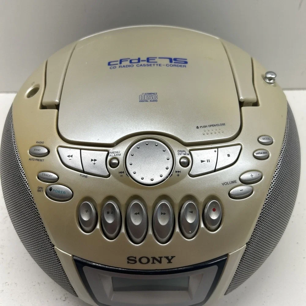 Sony CFD-E75 Boombox CD Player AM/FM Radio Cassette Tested w Power Cord ‼️READ